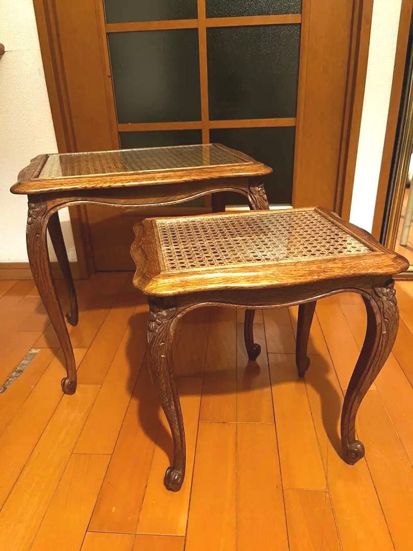 フランスアンティーク木製サイドキャビネット/机ナイトテーブル/飾り棚