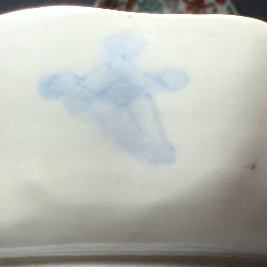 古伊万里　色絵輪花形なます皿　5客　珍しい絵付け　蛇目高台