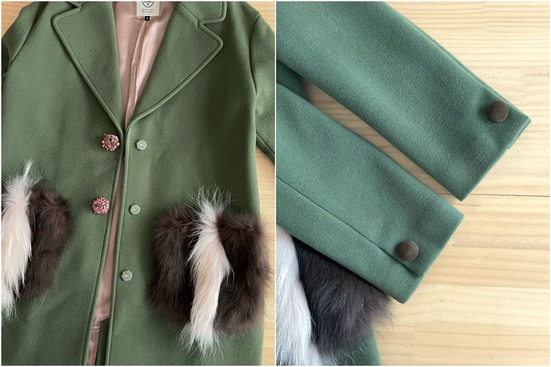 leur logette タスマニア ウールコート 1 M モスグリーン