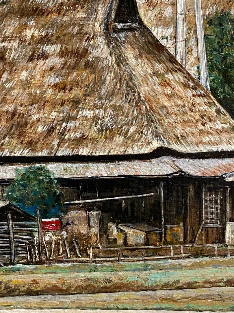 「真作」西田義貞「京都 美山の早春」風景画　油彩画　額装　サイン有り　F10号