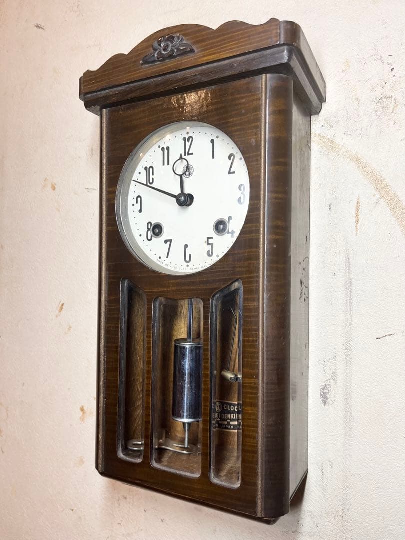 愛知時計　ミニミニ　柱時計　古時計　振り子　レトロ　ゼンマイ　ボンボン　精工舎