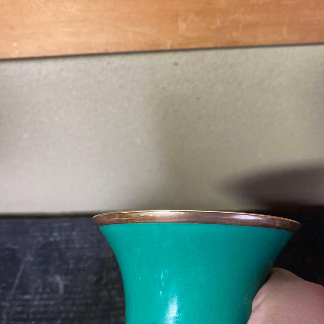 古玩 翡翠色七宝花瓶 26cm16cm