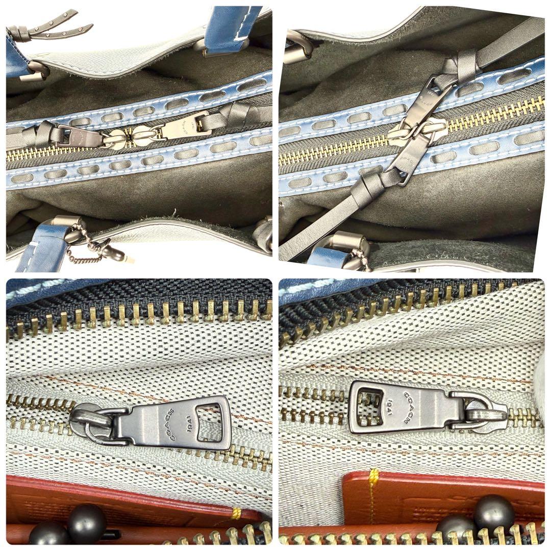 極美品 希少 コーチ ローグ 30 3way レザー ショルダーバッグ ネイビー