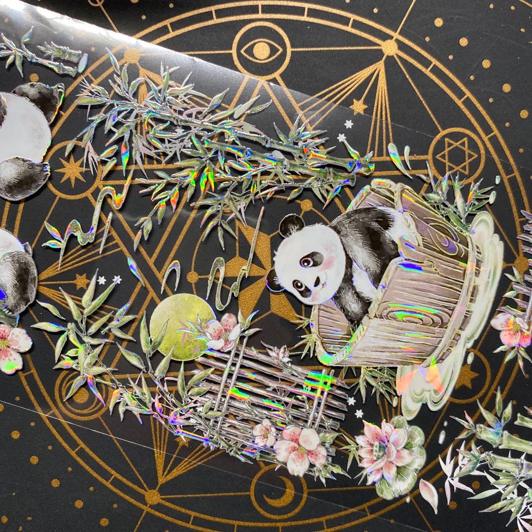 8869】海外 マステ 巻 貝殻光マスキングテープ パンダ 竹 動物系