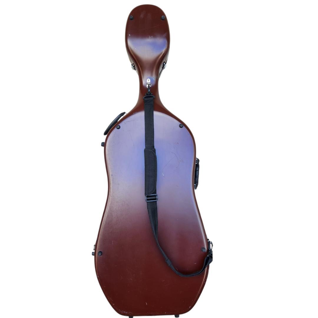 チェロ用ハードケース ブラウン 傷有 金具調整可 ストラップ付