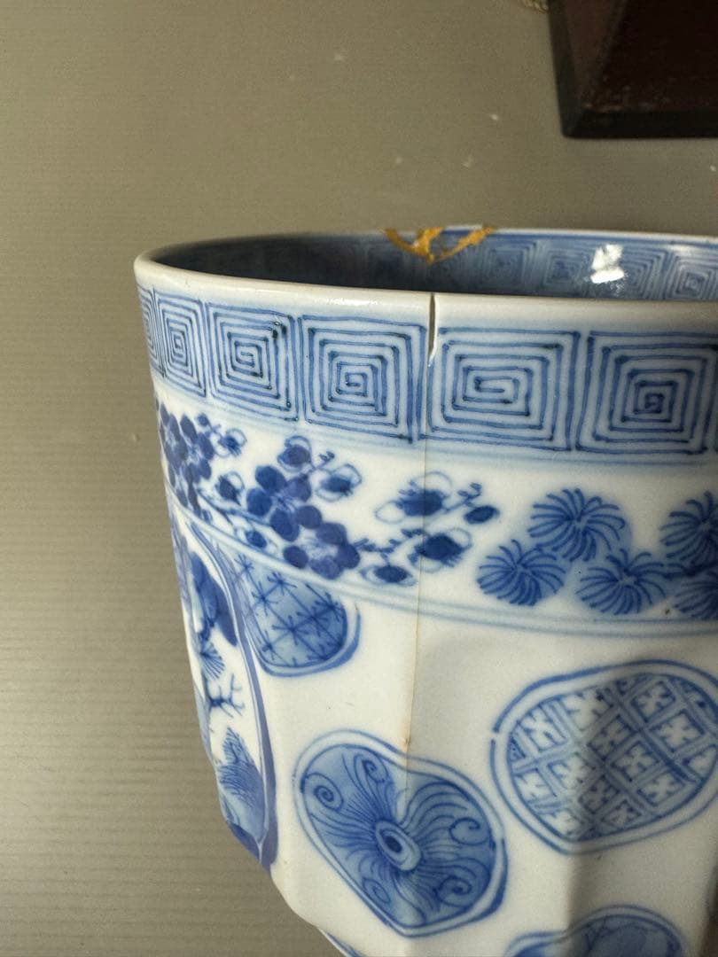 2412 五良大甫 呉祥瑞造 染付人物 水指 時代物