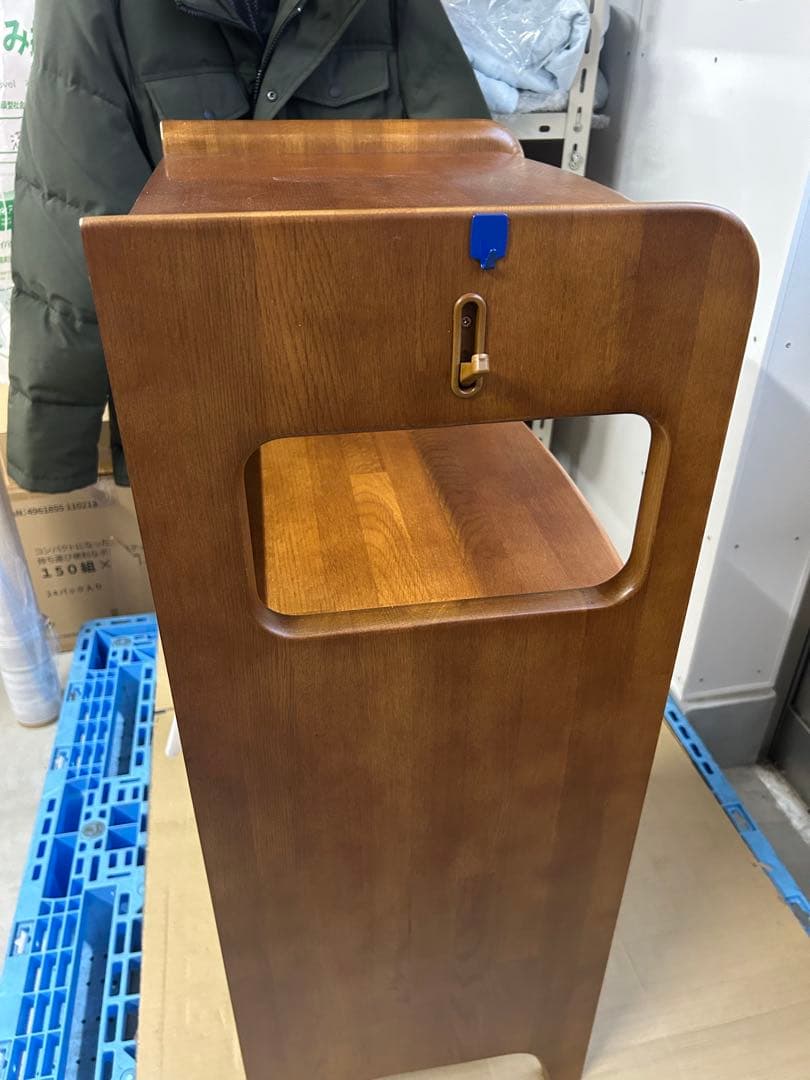 マルニ 天然木製 電話台・ファックス台 コンセント付き