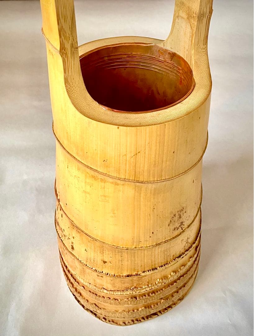 池坊 草月 華道 竹花器 竹二重切り 根付き 二重切(根付) | 花器 二段