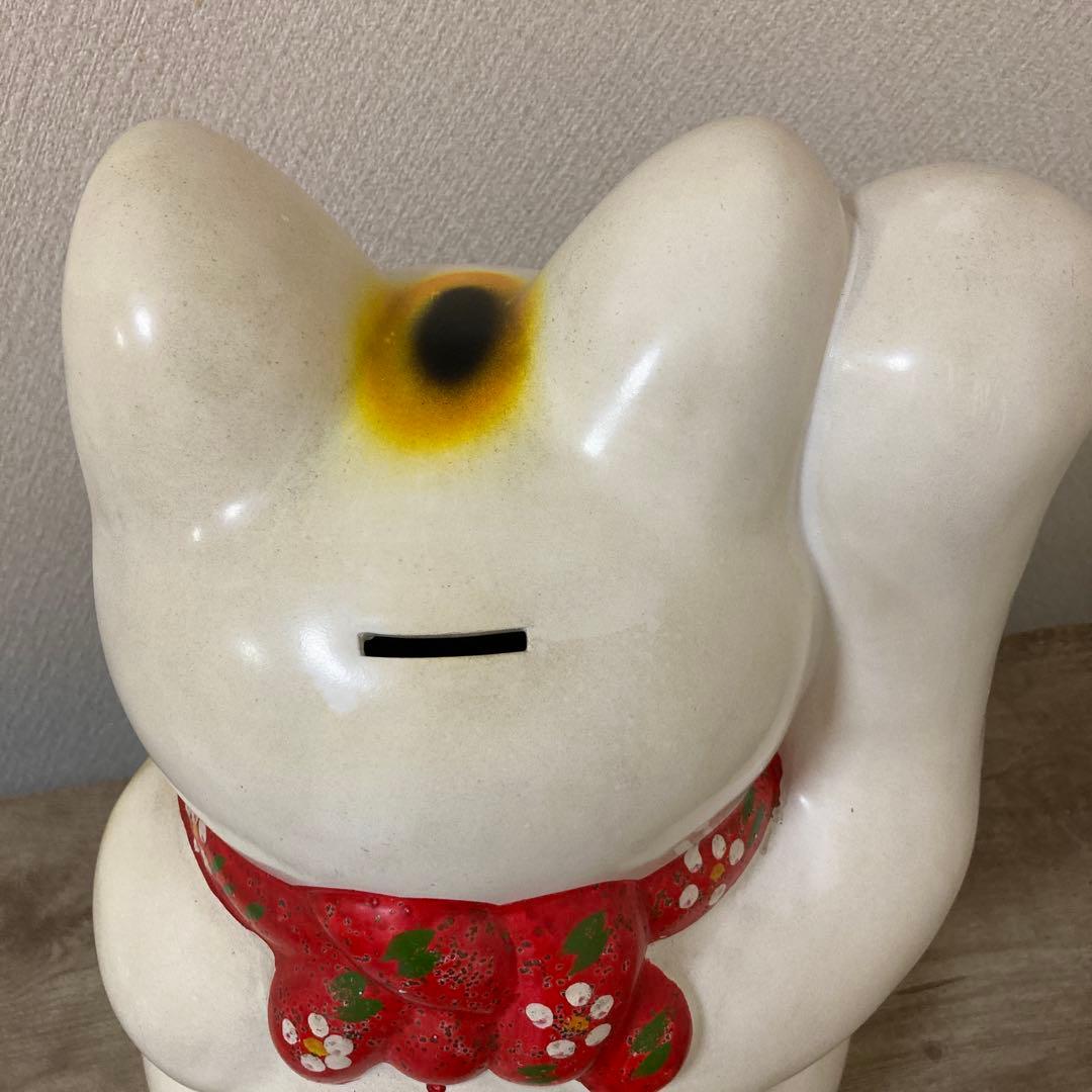 特大 古い招き猫 招福置物 貯金箱 千万両縁起物〈検 常滑焼 七福神 薬師