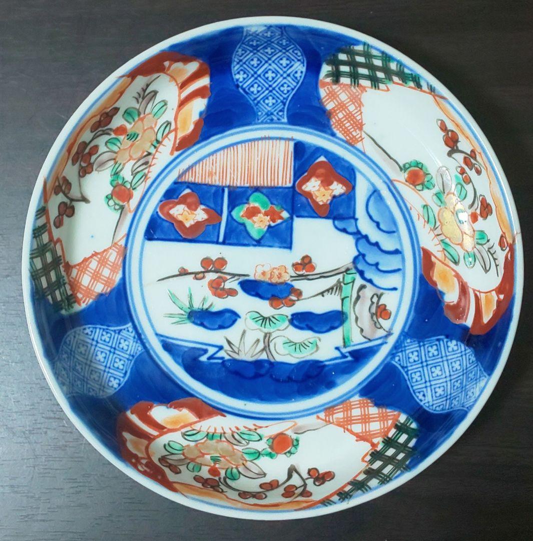 古伊万里 江戸時代 染付色絵 ４皿セット