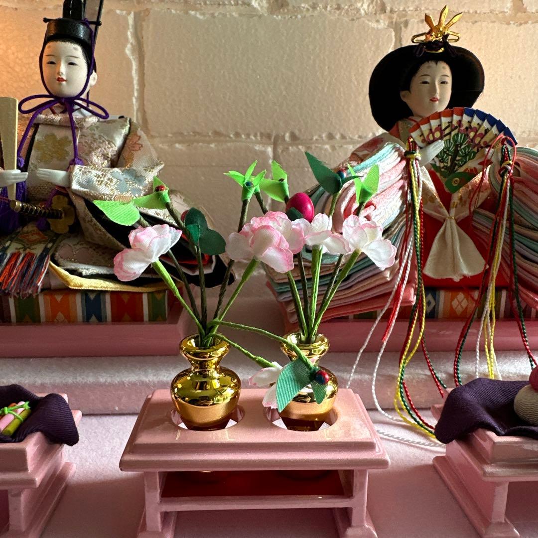 ひな人形セット ピンク 桜の装飾