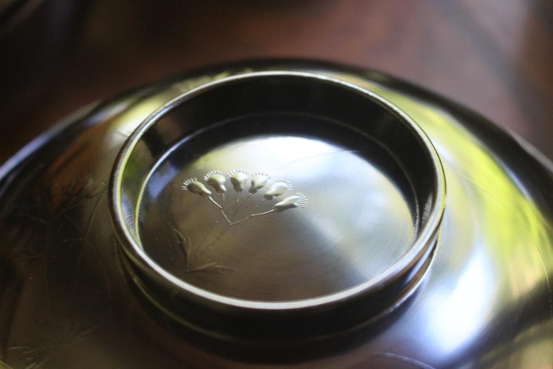 絵柄選択可！風情ある秋草闇蒔絵に見返虫蒔絵のお椀5点（検輪島塗蒔絵椀雑煮椀