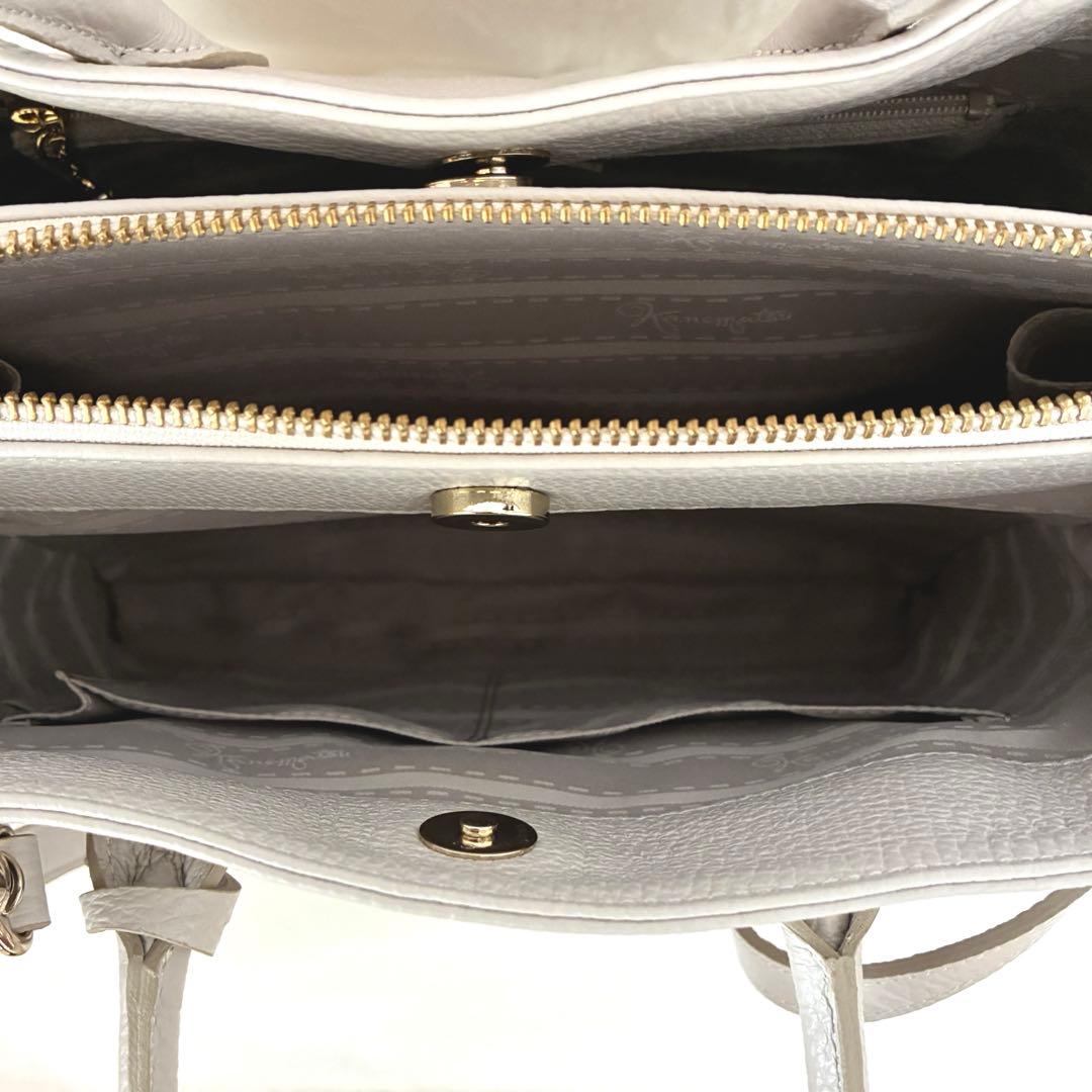 銀座かねまつ レザー ハンドバッグ ショルダーストラップ付き