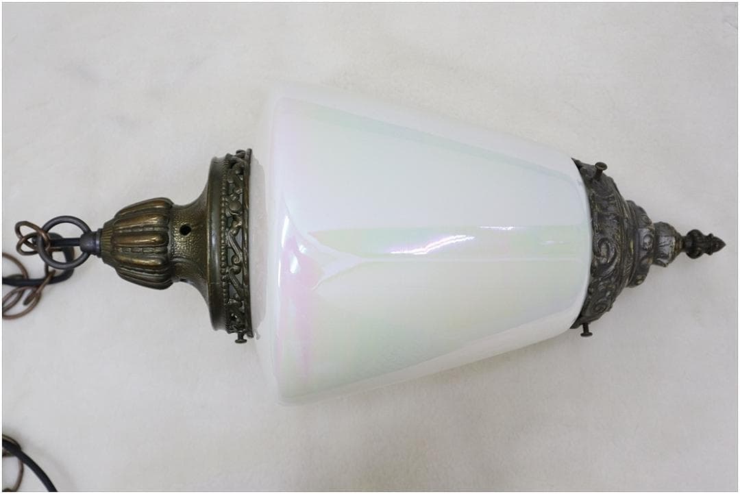 アンティーク調 ガラス ペンダントライト ランプ 1灯 真鍮 アールヌーボー