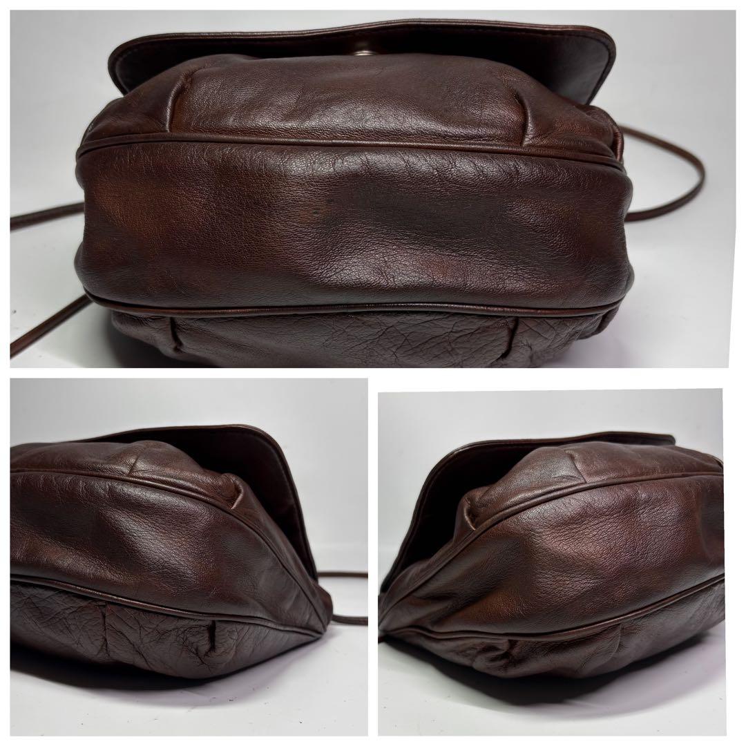 美品　ロエベ ナッパレザー ビンテージショルダーバッグ アナグラム　ブラウン