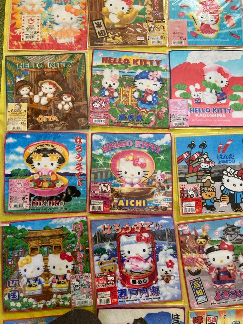 12345 ご当地‼️✳️キティタオルハンカチ‼️43枚✳️プチタオルサンリオ　レトロ