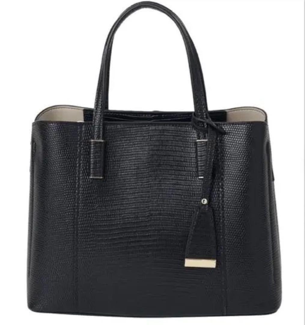 【新品未使用】リザードカタオシゴウヒスムース ハンドバッグ 黒　ダイアナ