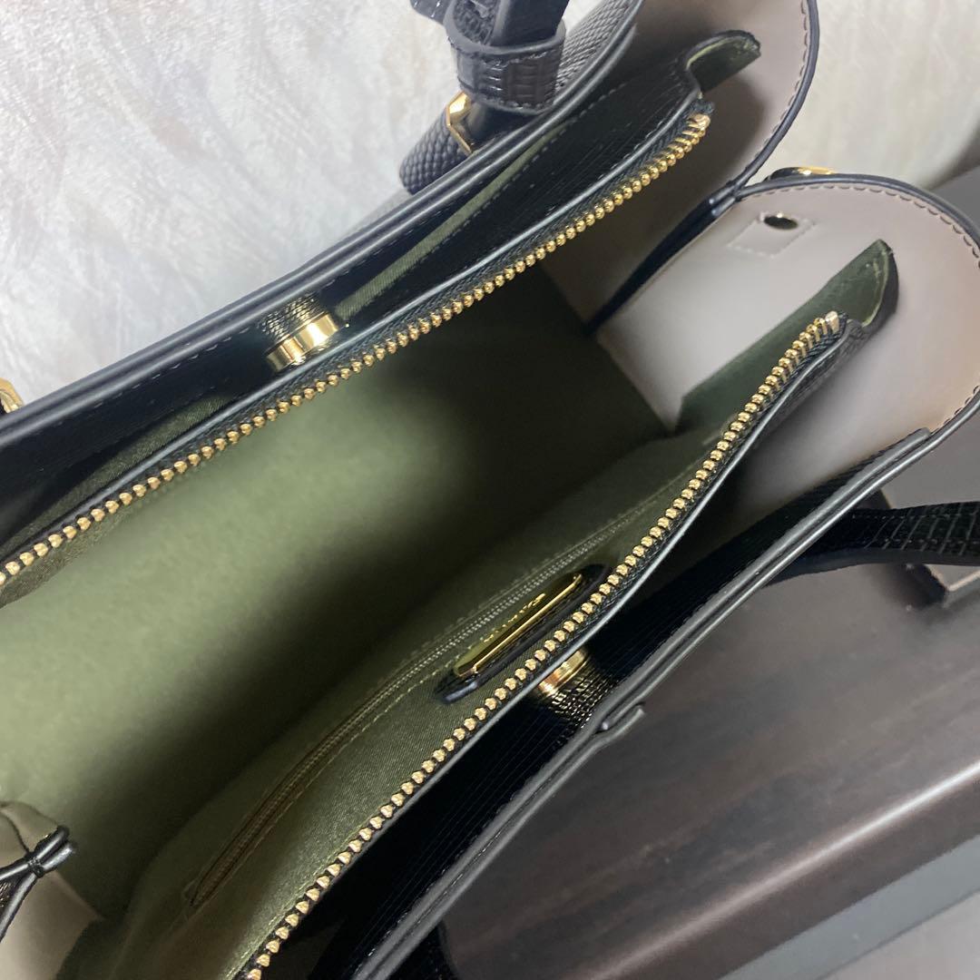 【新品未使用】リザードカタオシゴウヒスムース ハンドバッグ 黒　ダイアナ