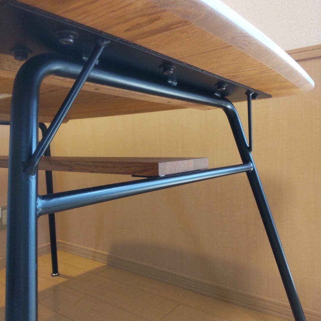 モモナチュラル momonatural ダイニングテーブル 棚あり アイアン脚