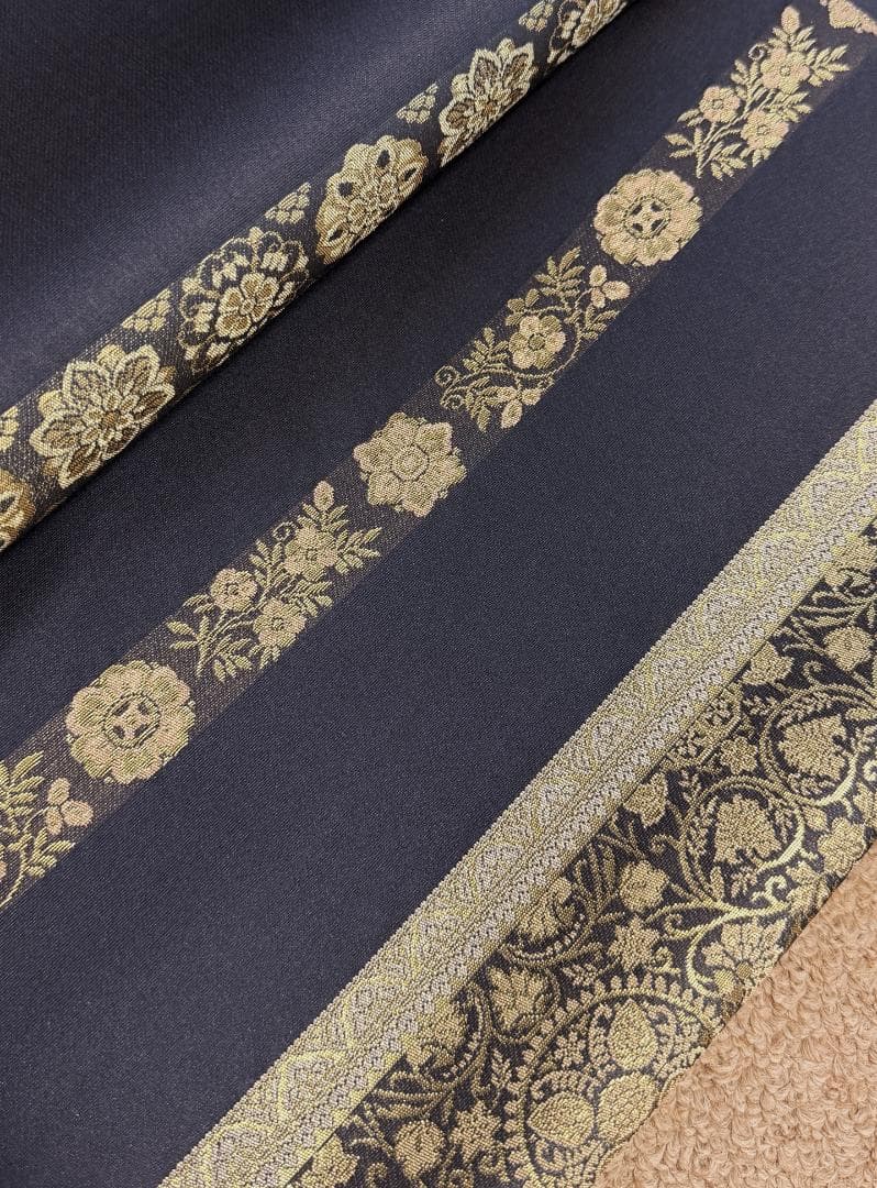 帯3箔清兵衛 草木染 正倉院間道裂織 袋帯 グレー系 未使用品 長さ