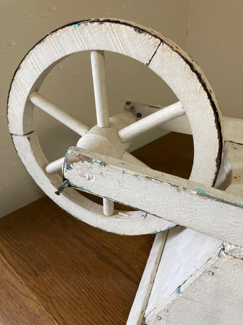 フランス アンティーク ホワイト ペイント 木製カート 手押し車 花車