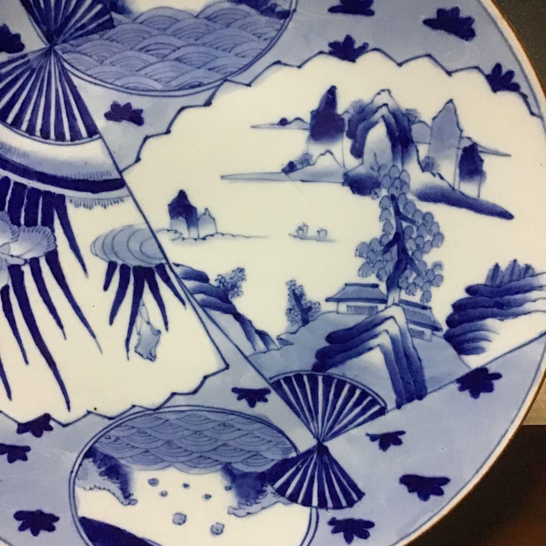 古伊万里染付扇面の図大皿