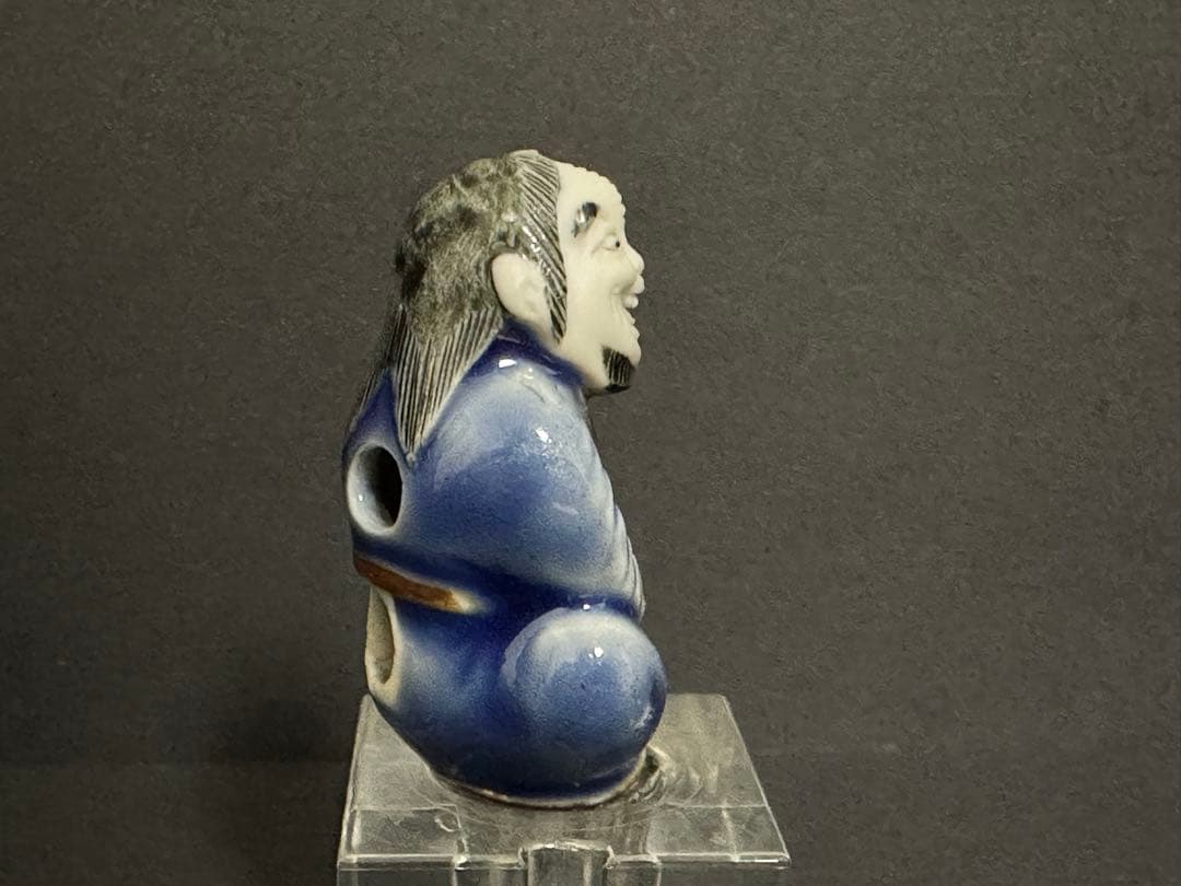 根付(netsuke)】陶器瑠璃鉄釉鉄拐仙人根付江戸時代