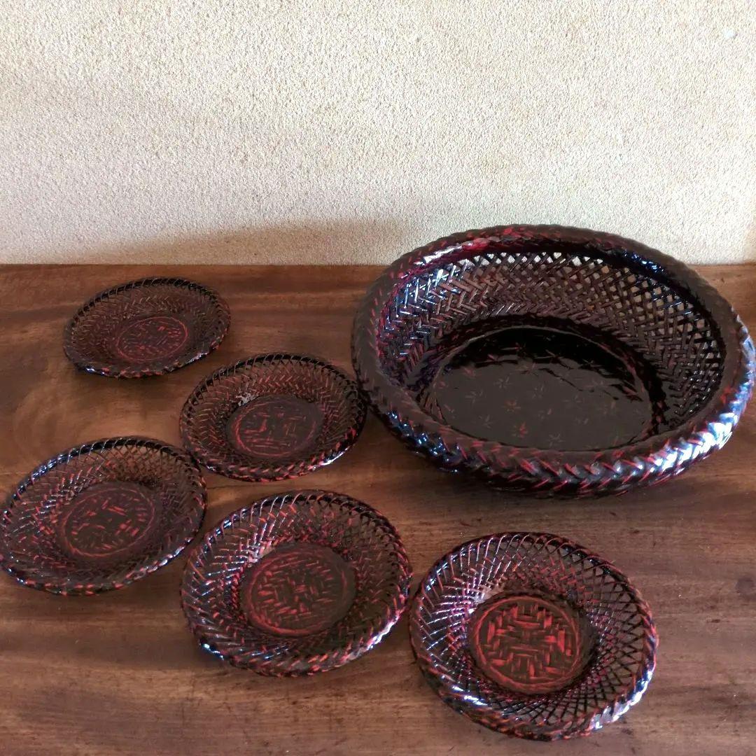 籃胎漆器 らんたい漆器 竹籠 菓子鉢 盛鉢 茶托 セット 未使用 - メルカリ