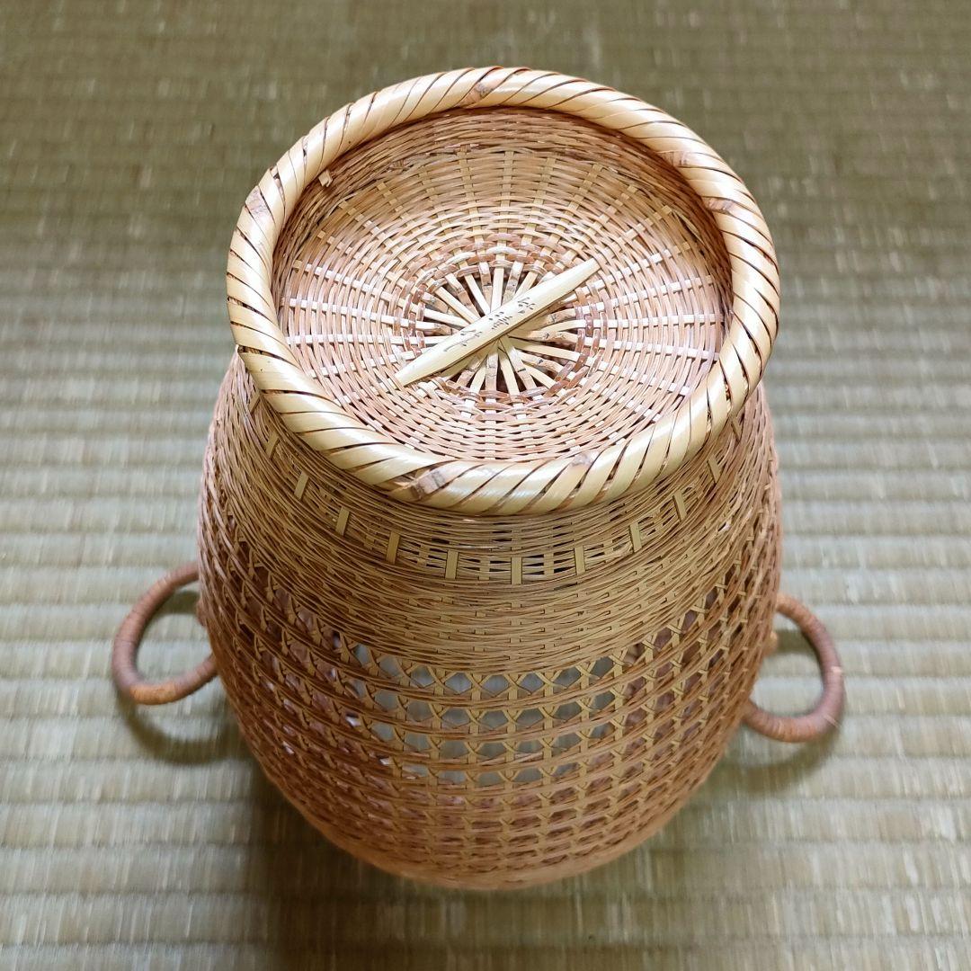 竹花籠 レトロ 竹細工 竹籠 花籠 茶道具 耳付き 生花 竹清 竹清