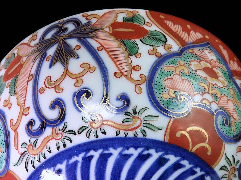 大聖寺伊万里 金襴手 花の図 大振蓋茶碗 E36AS-CPc