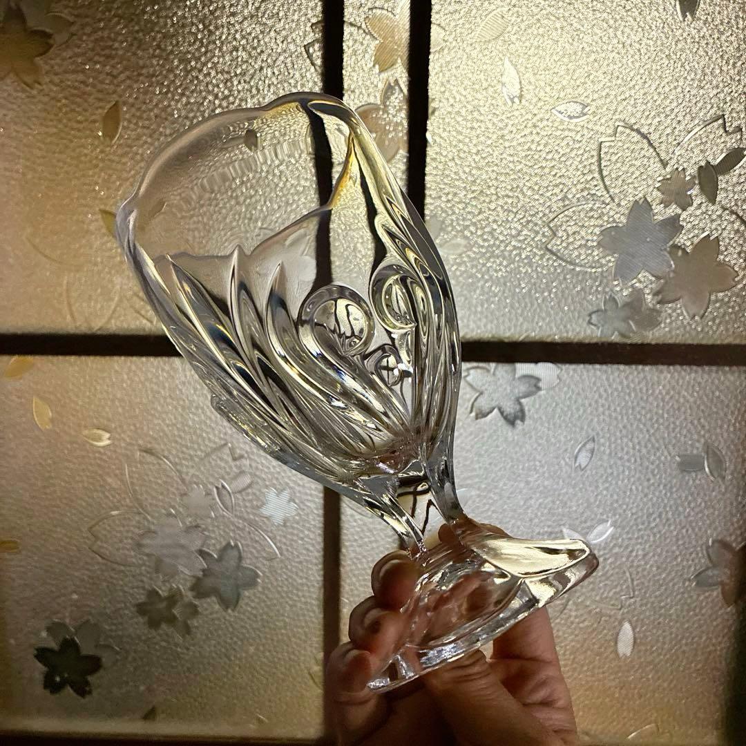 骨董 レトロ 乳白色暈し ハートプレス紋 チューリップ型 パフェグラス