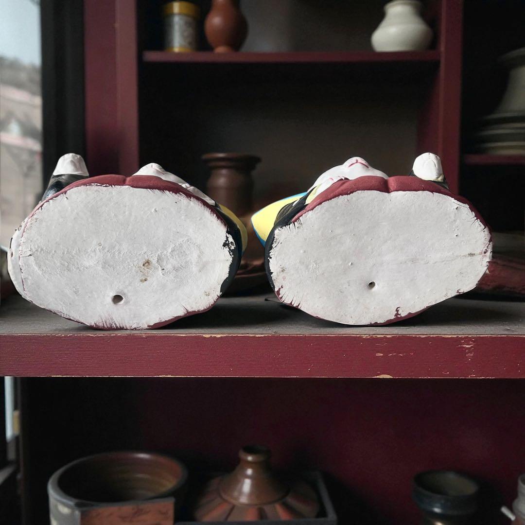 古玩 大阪府 郷土玩具 住吉大社 初辰猫 土人形 中猫×2