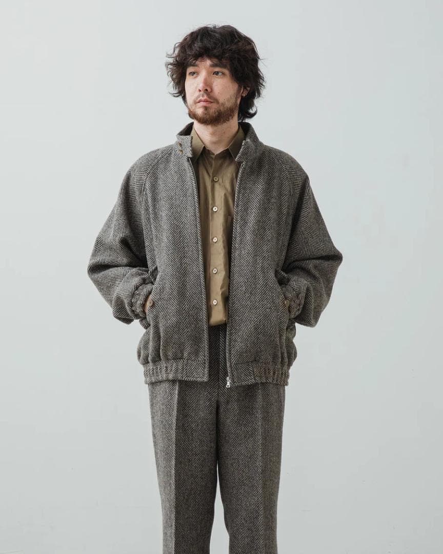 LAMA SHETLAND WOOL TWEED ZIP BLOUSON 3 LAMA SHETLAND WOOL TWEED