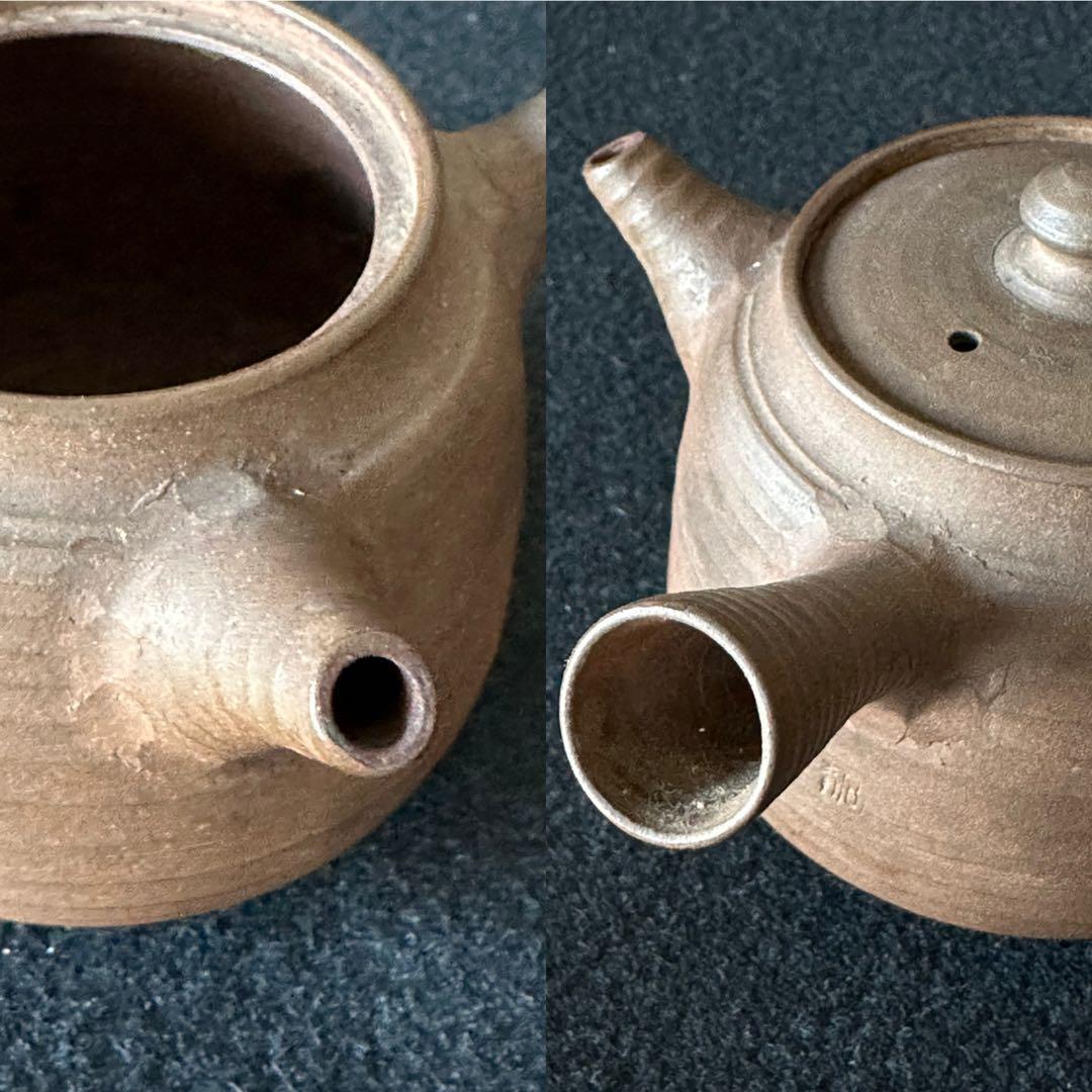 作家物 常滑焼 急須 漢詩彫【簾前花落常疑雨 樹裏