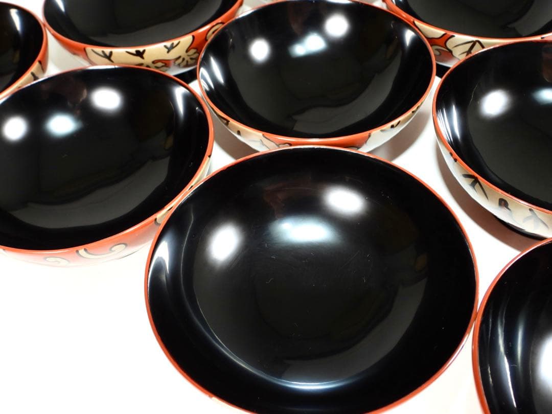 輪島塗 木製漆器 沈金 蓋椀 吸物椀 汁椀 10客　直径13cm