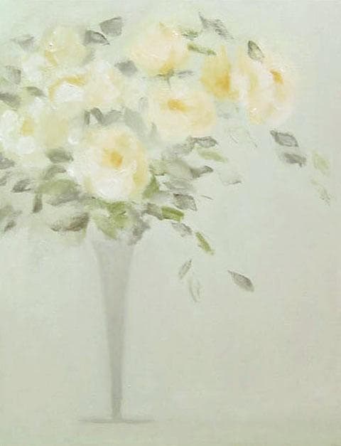 油絵 菅家令子 絵 絵画 インテリア 額付(白) uF6-113302 花