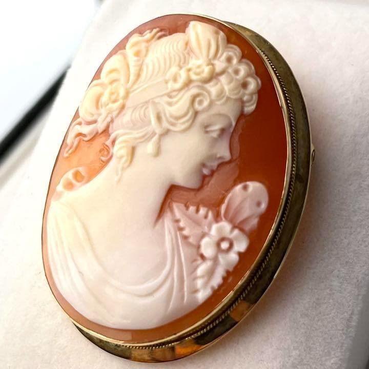 K18作家名ありシェルカメオ k18 刻印あり シェルカメオ 作家 一点物