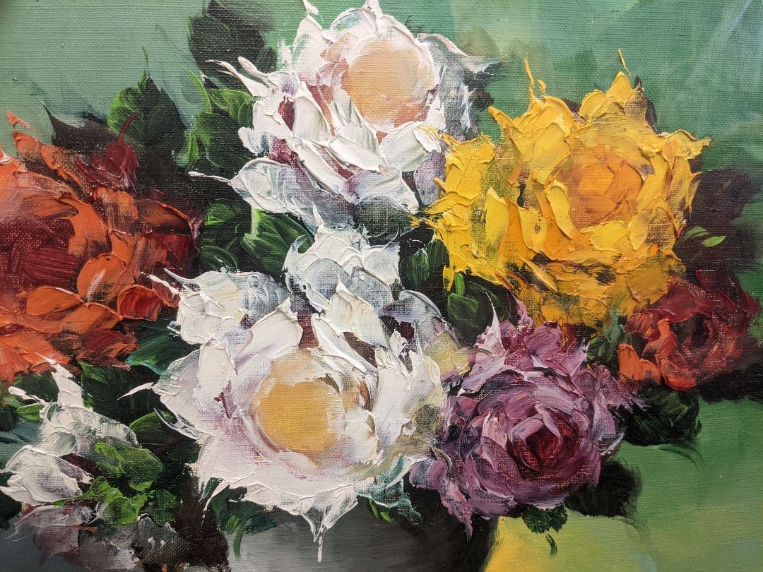 岸本芳雄 油絵 薔薇 8号 - メルカリ