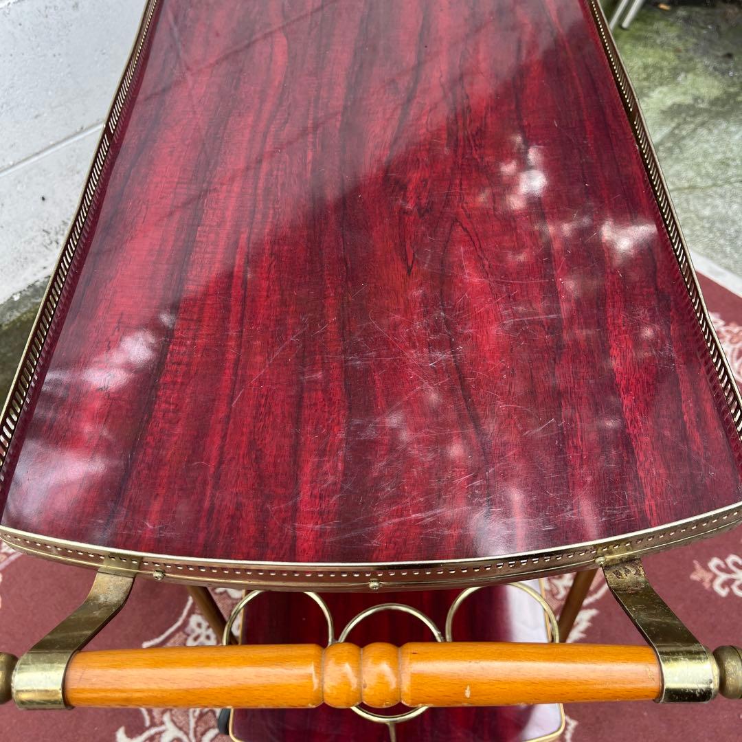 古家具 アンティークデザイン◾️キッチンワゴン 台車 木製ウッドハンドル