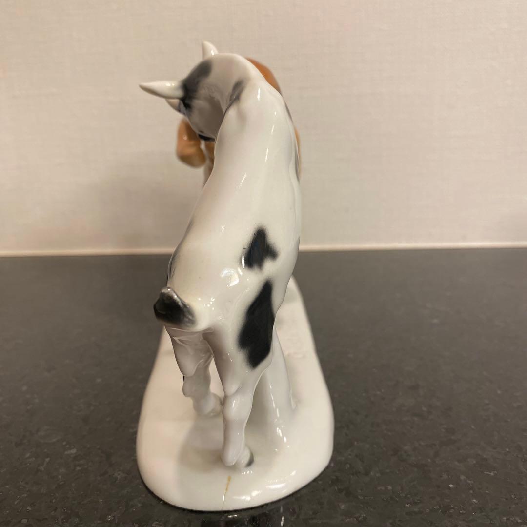 一点物♡】「Gustafsson」と刻印 雄ヤギと角をぶつけ合う牧神の彫刻