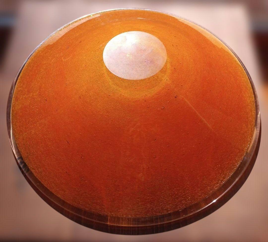 岩田藤七 作「豊穣」 アンティーク オレンジ色のガラスボウルの通販は