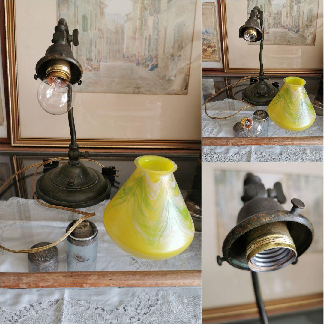 ランプシェイドのみ：アンティーク 玉虫黄色&翠&乳白&桜 ファブリル系