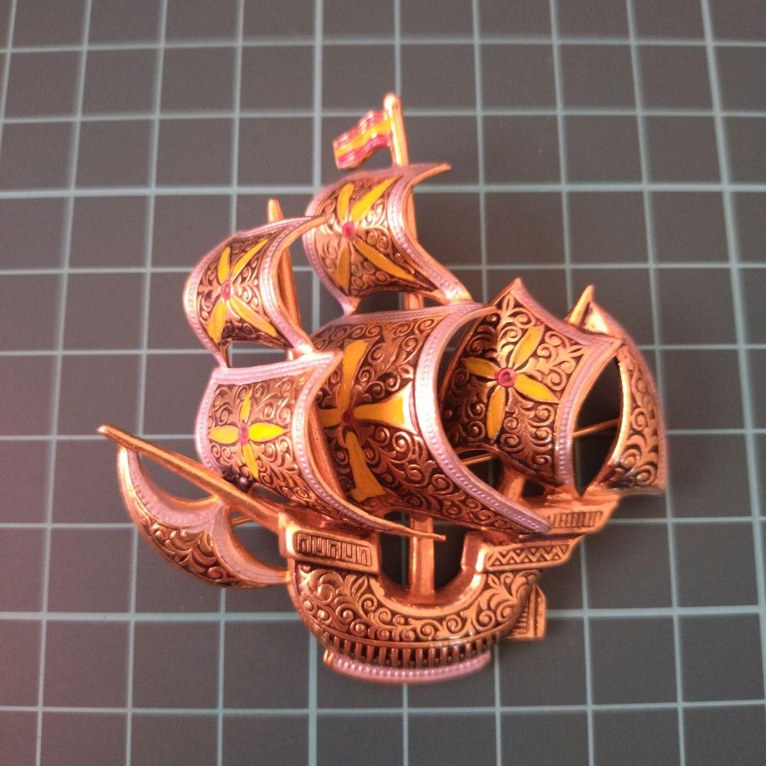 ダマスキナード ヴィンテージ ブローチ SPAIN スペイン 象嵌細工 ダマ