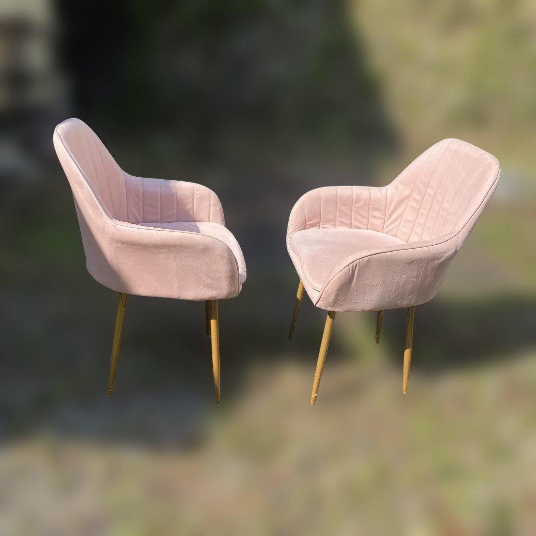 ベルベット ピンク 椅子 2脚セット モダンチェア