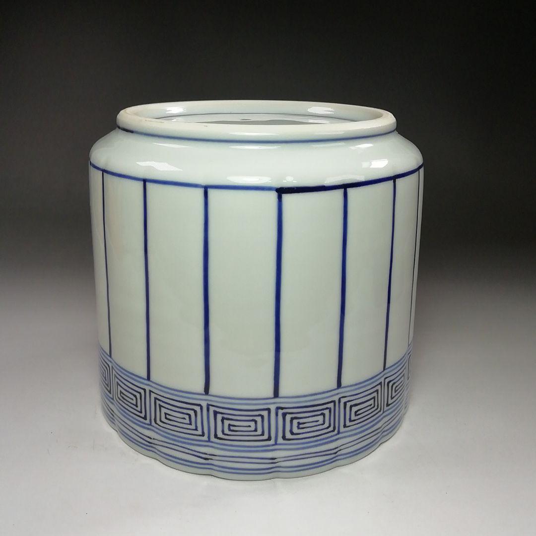 S789 水指 『染付 桶側水指』『橋本喜泉造』 共箱 茶道具