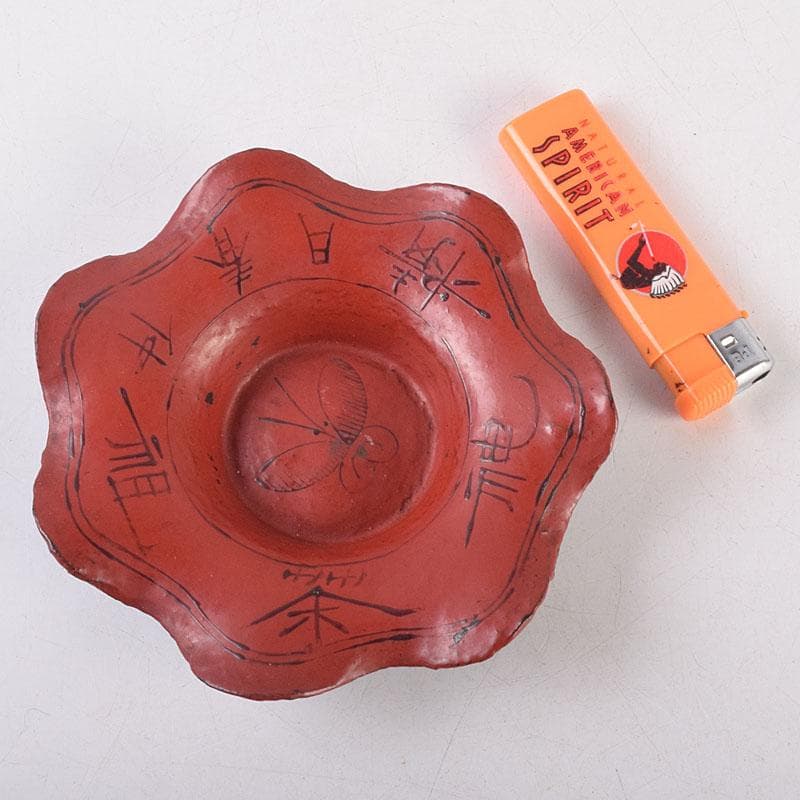 煎茶道具 唐物 朱塗 漢詩蝶文 花形茶托 五客 V R8888