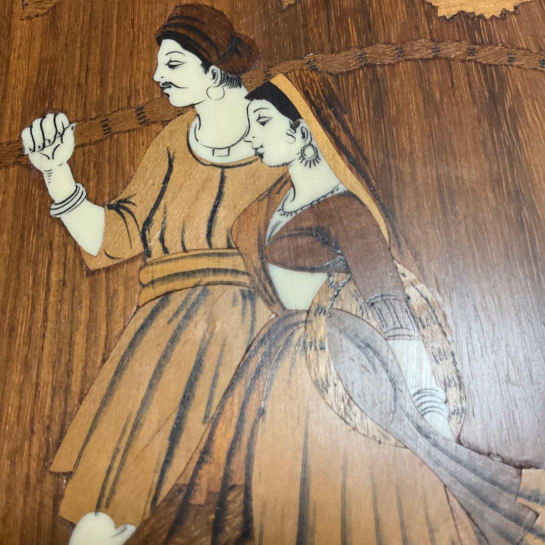 紫檀木の絵画 ウッドアート、インド土産