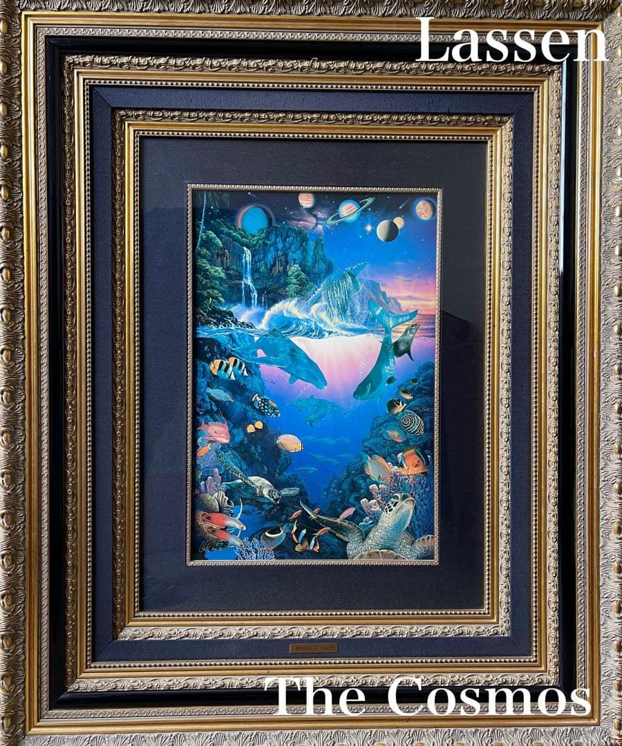 【あの頃欲しかった!世界限定225ラッセン】Lassenサイン入りキャンバス額装 クリスチャン ラッセン（Christian Lassen）「インディゴナイト