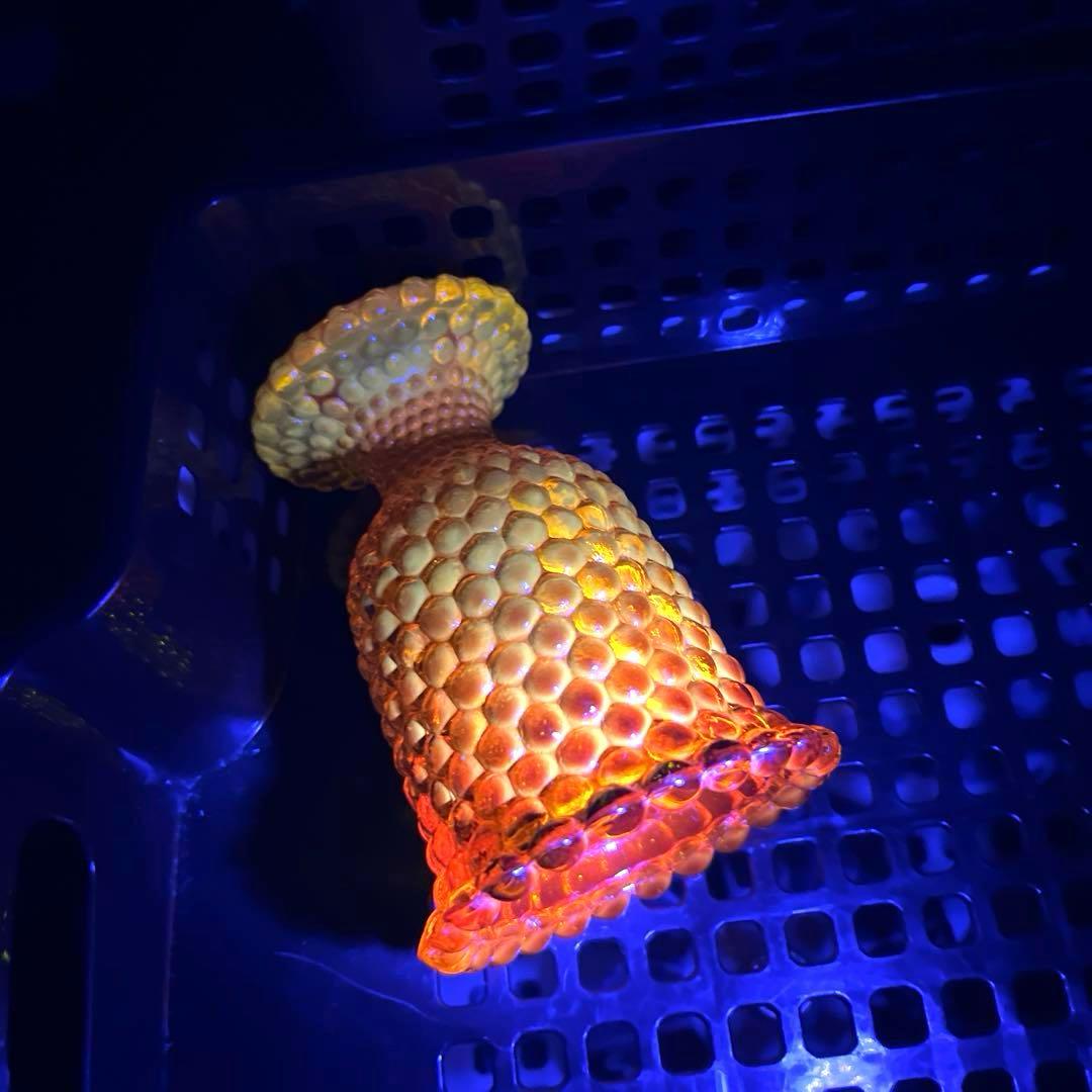 骨董時代ガラス希少橙色黄色暈し霰プレスあられ氷コップウラン 1客