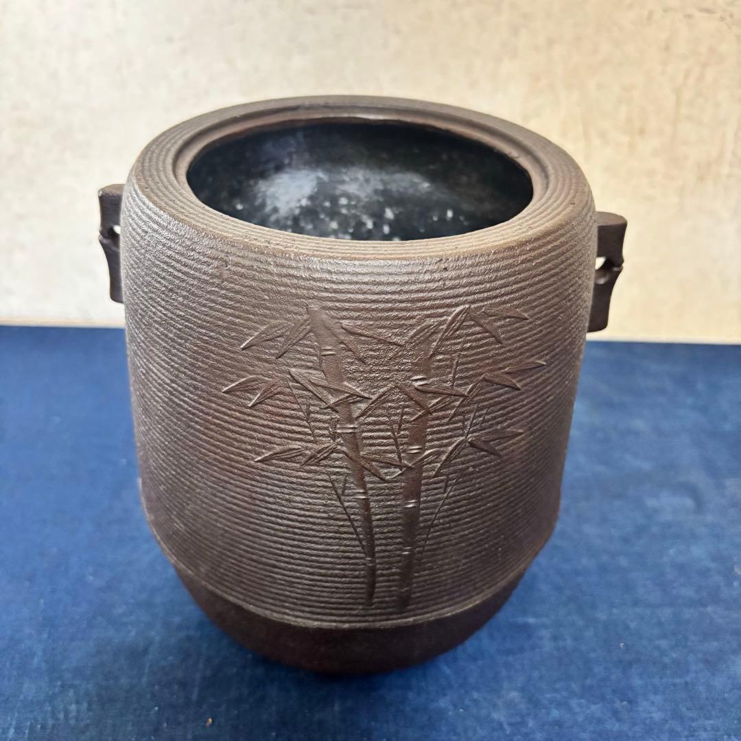 風炉 茶釜 電熱器 唐銅面取風炉 糸目筒釜 野々田製電熱器